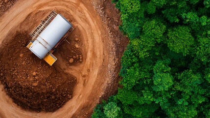 Fototapete - Aerial view showcasing the principles of sustainable and circular construction from material sourcing to green building designs that prioritize energy efficiency renewable resources