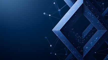 Fototapete - Abstract digital circuit design with a navy blue gradient background showcasing connected technology lines and dots to represent and other advanced tech concepts
