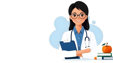 Poster - Vivid avatar profession icon representing a teacher or educator in a flat design style shown in side view  The image conveys the concept of education learning and teaching through a stylized modern