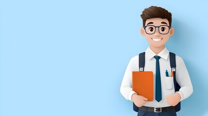 Poster - A side view flat design avatar profession icon depicting a teacher figure with an education theme and vivid animated style  The image showcases the concept of teaching learning and academic expertise