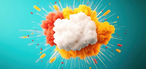 Poster - Colorful explosion of clouds and colors on a bright background.