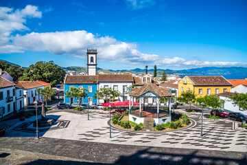 Wall Mural - A view down from the steps of the Parish Church of Our Lady of the Star in Ribeira Grande of the island of San Miguel in the Azores in summertime
