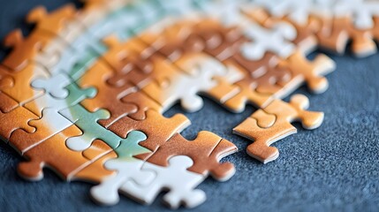 Aufkleber - Partially completed puzzle with missing pieces exposing a mesmerizing and intricate design underneath featuring vibrant eye catching colors and a soft
