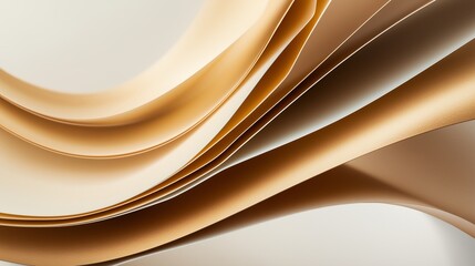 Poster - Elegant folds of golden silk fabric create flowing textures in a minimalist setting highlighting the beauty of textile design