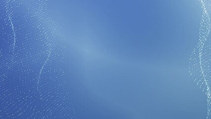Animated blue background featuring flowing particle dot network, soft gradients creating soothing waves, perfect for presentations and digital content. Copy space.
