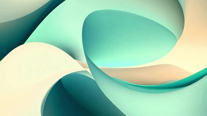 Poster - Swirling abstract design featuring soft curves and gradients in soothing shades of blue and cream
