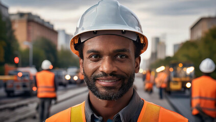 portrait of a worker with helmet