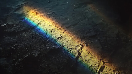 Wall Mural - Colorful rainbow reflection on dark surface