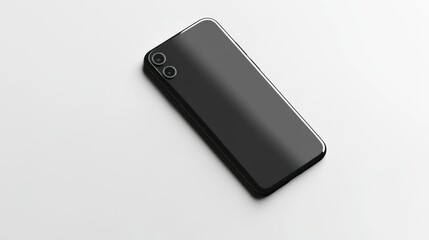 Poster - Black Smartphone with Dual Camera System on White Background