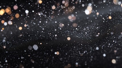 Poster - A close-up view of shimmering particles floating in the air against a dark background, creating a magical atmosphere during a celebration