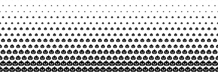 Poster - horizontal halftone of spooky smile black pumpkins or jack o lantern for pattern and background.