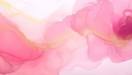 Wall Mural - Abstract watercolor in soft pink and yellow hues on a white background.