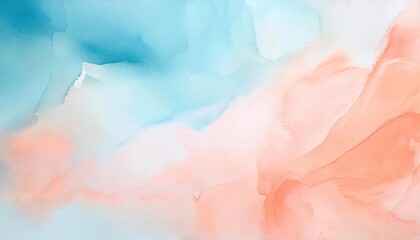 Wall Mural - Soft pastel abstract painting with blue and pink hues on a gentle background.