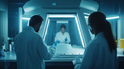 Poster - Two Scientists Working in a Laboratory with Test Tubes and Equipment