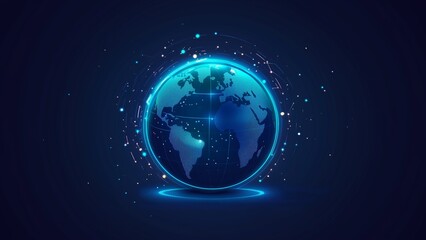 Wall Mural - global connection in 3d: a digital illustration of earth with a network of light and data