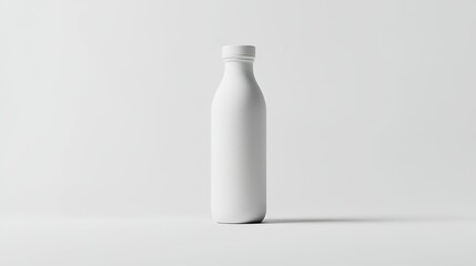 Poster - White Matte Bottle with a Single Cap on a White Background