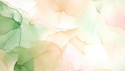 Wall Mural - Abstract soft watercolor background in pastel shades of green and peach, perfect for design projects.