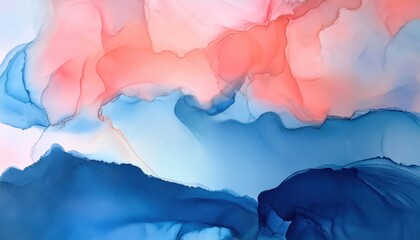 Wall Mural - Colorful abstract watercolor background, blending soft hues of pink and blue, ideal for artistic designs.