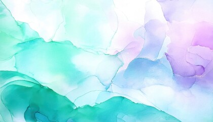 Wall Mural - soft pastel watercolor texture with flowing hues of green and purple, ideal for backgrounds and arti