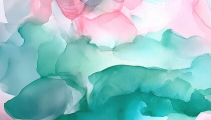 Wall Mural - colorful abstract watercolor background with soft hues of pink and green, blending seamlessly for ar
