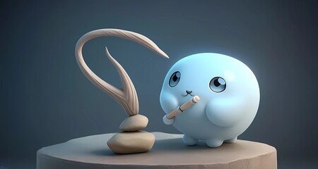 An adorable little blue creature featuring a long tail, radiating cuteness and whimsy.