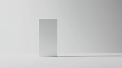 Poster - A Single White Rectangular Prism Standing on a White Surface