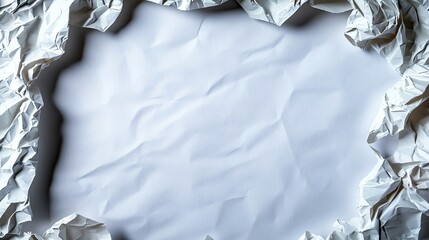 Crumpled aluminum foil frame with white blank space in the center.