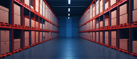 Aufkleber - Modern Warehouse with Organized Storage Boxes
