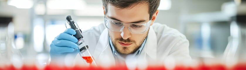 Scientist analyzing a food DNA sample in a laboratory, genetic modification, food science and nutrition