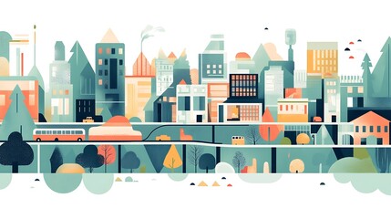 Naklejka na meble Futuristic Cityscape Illustration with Vibrant Elements