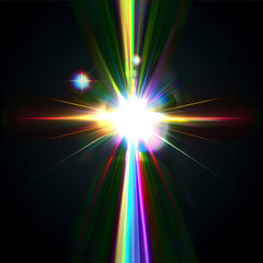 Canvas Print - Bright colored rays on a black background
