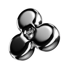 Poster - Inflatable metallic molecule 3D shape. Futuristic geometric 3D element. Science and technology chrome metal object