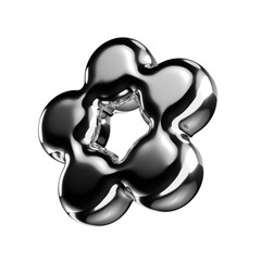 Poster - Inflatable metallic molecule 3D shape. Futuristic geometric 3D element. Science and technology chrome metal object
