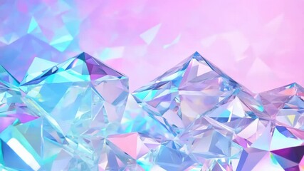 Poster - Abstract holographic crystal shapes in motion on iridiscent violet background