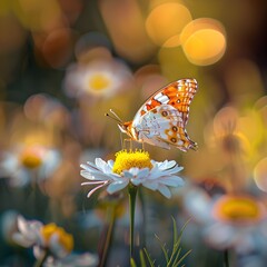 Poster - Butterfly on Flower with Soft Bokeh Background