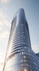 Poster - A tall building with a lot of windows and a very tall tower