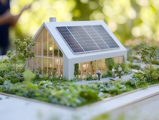 Poster - Modern Eco-Friendly House Model with Solar Panels