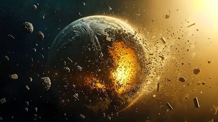Poster - Dramatic celestial phenomenon of magnets pulling toward Earth s core illustrating the catastrophic consequences of a magnetic pole flip