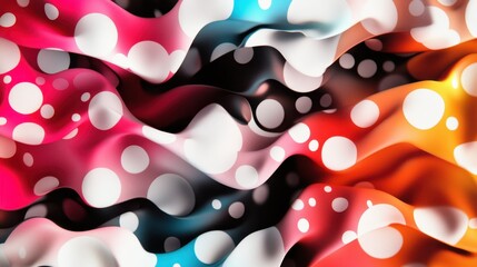 Poster - An artistic fusion of polka dots and waves in vibrant colors like pink, turquoise, and orange, offering a mesmerizing and dynamic visual experience.