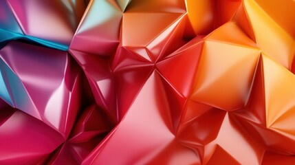 Poster - This abstract landscape features geometric shapes with rich, colorful hues of red, orange, and yellow, forming a visually vibrant and textured composition.