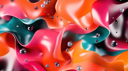 Poster - This image showcases dynamic, fluid forms in a vivid color palette of reds and oranges, embodying an animated sense of energy and motion across its surface.