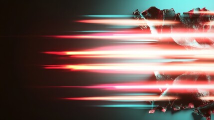 Poster - An evocative abstract image combining vibrant red and teal streaks with textured dark forms, conveying energy and artistic creativity in vivid colors.