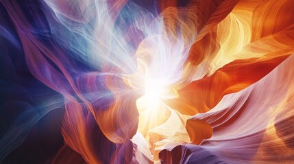 Poster - A colorful, abstract painting of a flower with a sun in the center