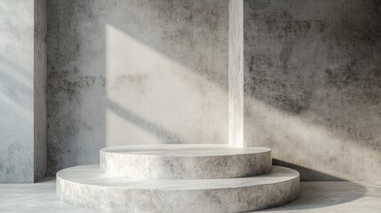 Wall Mural - 3 rendered stone podium for cosmetic products