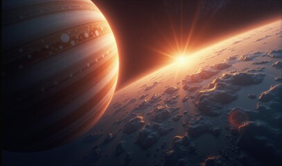Wall Mural - Fantasy of Extreme close-up of Neptune and Uranus