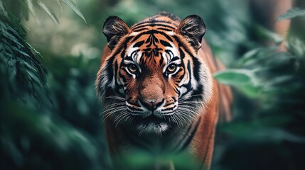 Wall Mural - a close-up image of an endangered tiger in the wild, highlighting the importance of conservation eff