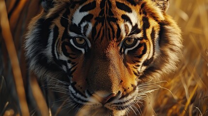 a close-up image of an endangered tiger in the wild, highlighting the importance of conservation eff