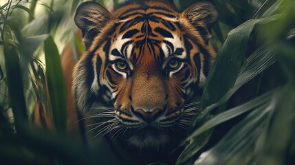 Wall Mural - a close-up image of an endangered tiger in the wild, highlighting the importance of conservation eff