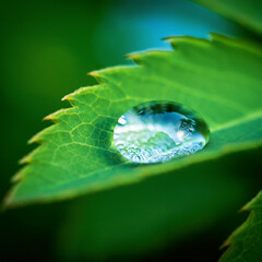 morning dew drop on a green leaf water droplet close up photography standing still on a leaf