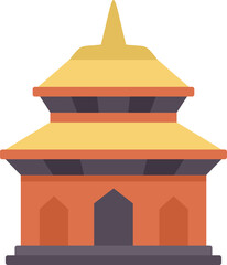 Poster - colorful vector illustration depicting a traditional buddhist temple building with its characteristi